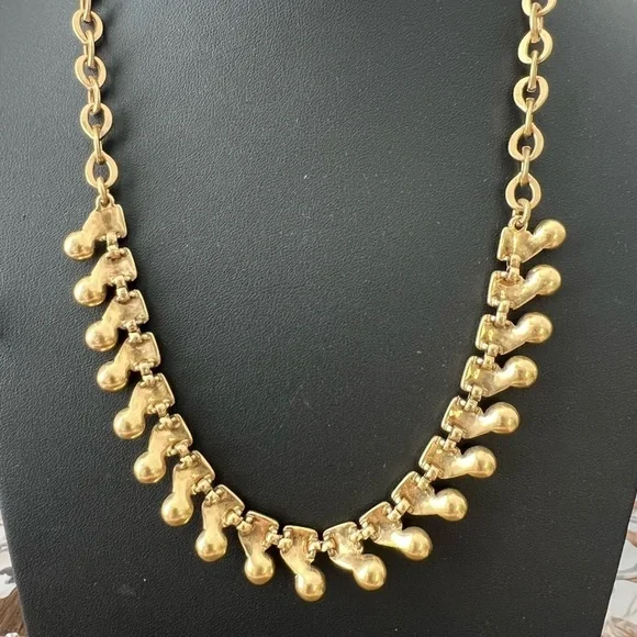 J. Crew Gold Tone & Rhinestone Necklace 20” B19 - Picture 3 of 5